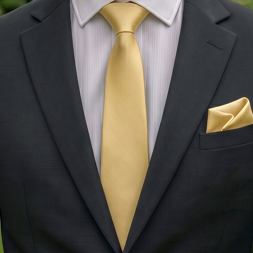 Light Gold Tie and Pocket Square Set