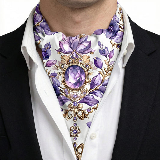 Genuine Silk Lisianthus Flowers Ascot Cravat