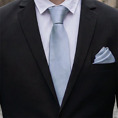 Mid Silver Tie and Pocket Square Set