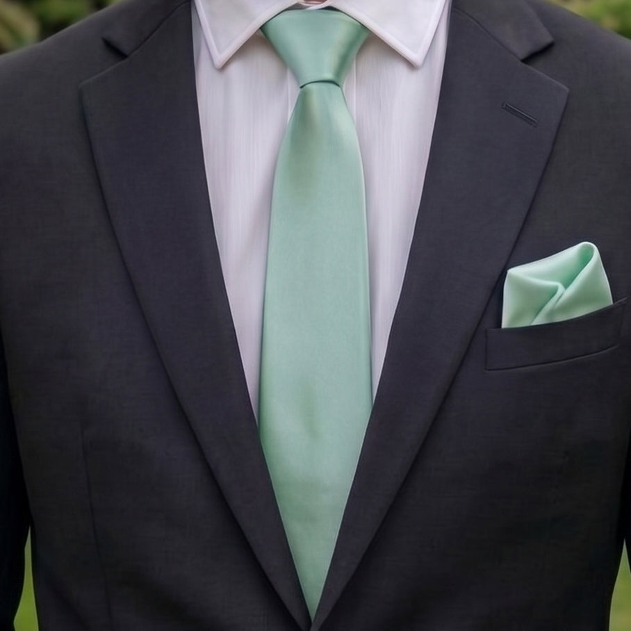 Mint Green Tie and Pocket Square Set