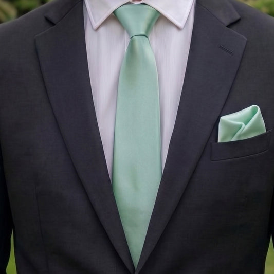 Mint Green Tie and Pocket Square Set