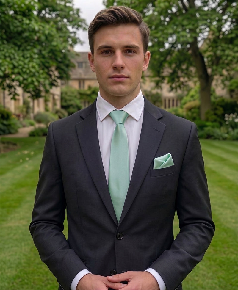 Mint Green Tie and Pocket Square Set