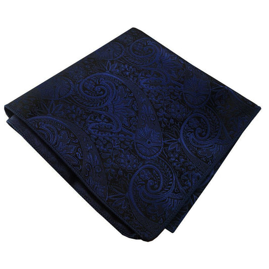 Navy Blue and Black Paisley Pocket Square