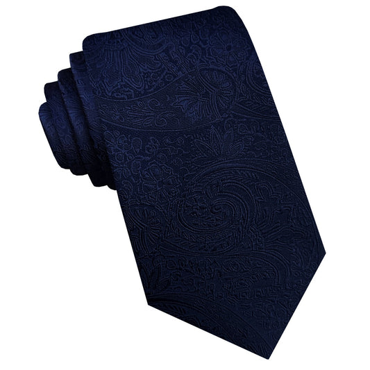 Mens Dark Blue Paisley Slim Tie