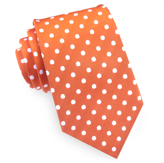 Orangefarbene Krawatte mit Punkten für Herren