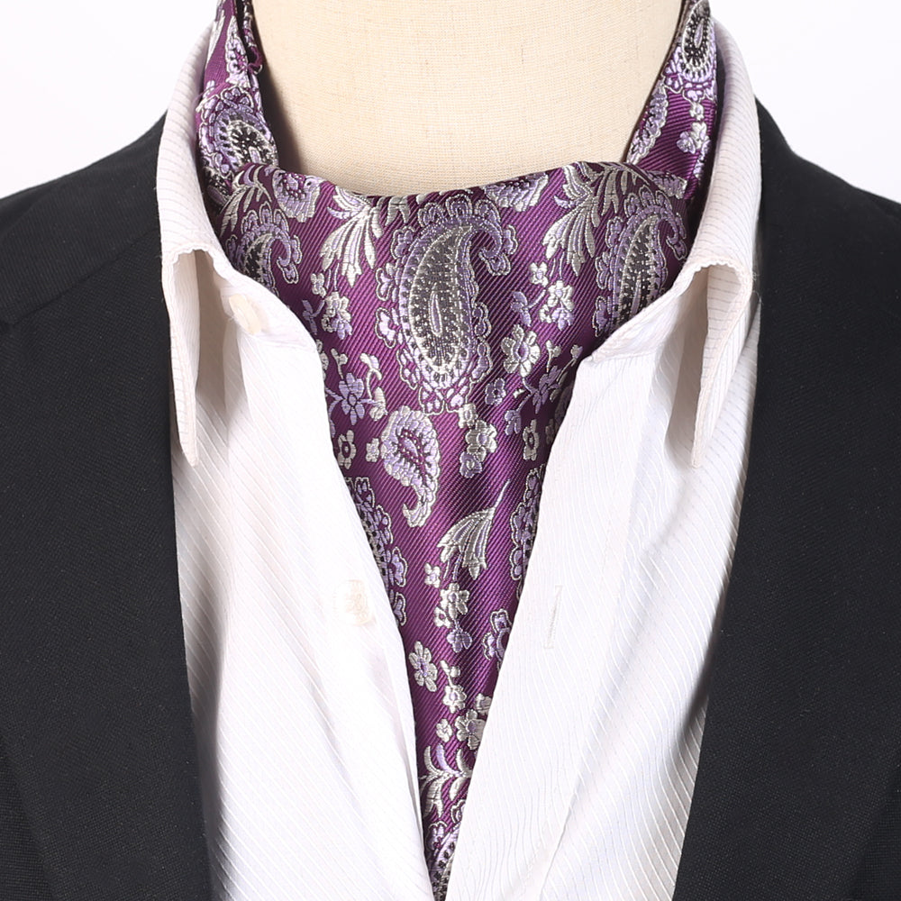 Purple with Lilac and Grey Paisley Ascot Cravat
