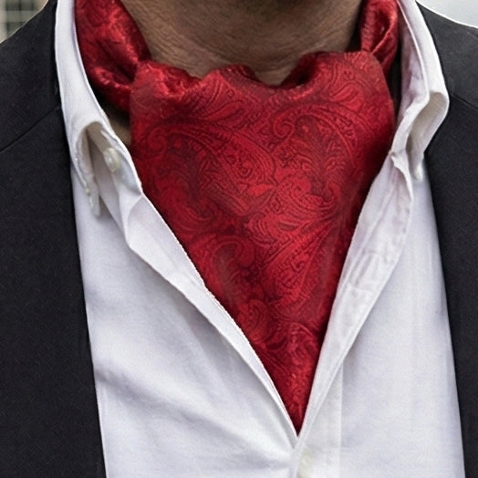 Mens Red Paisley Ascot Cravat