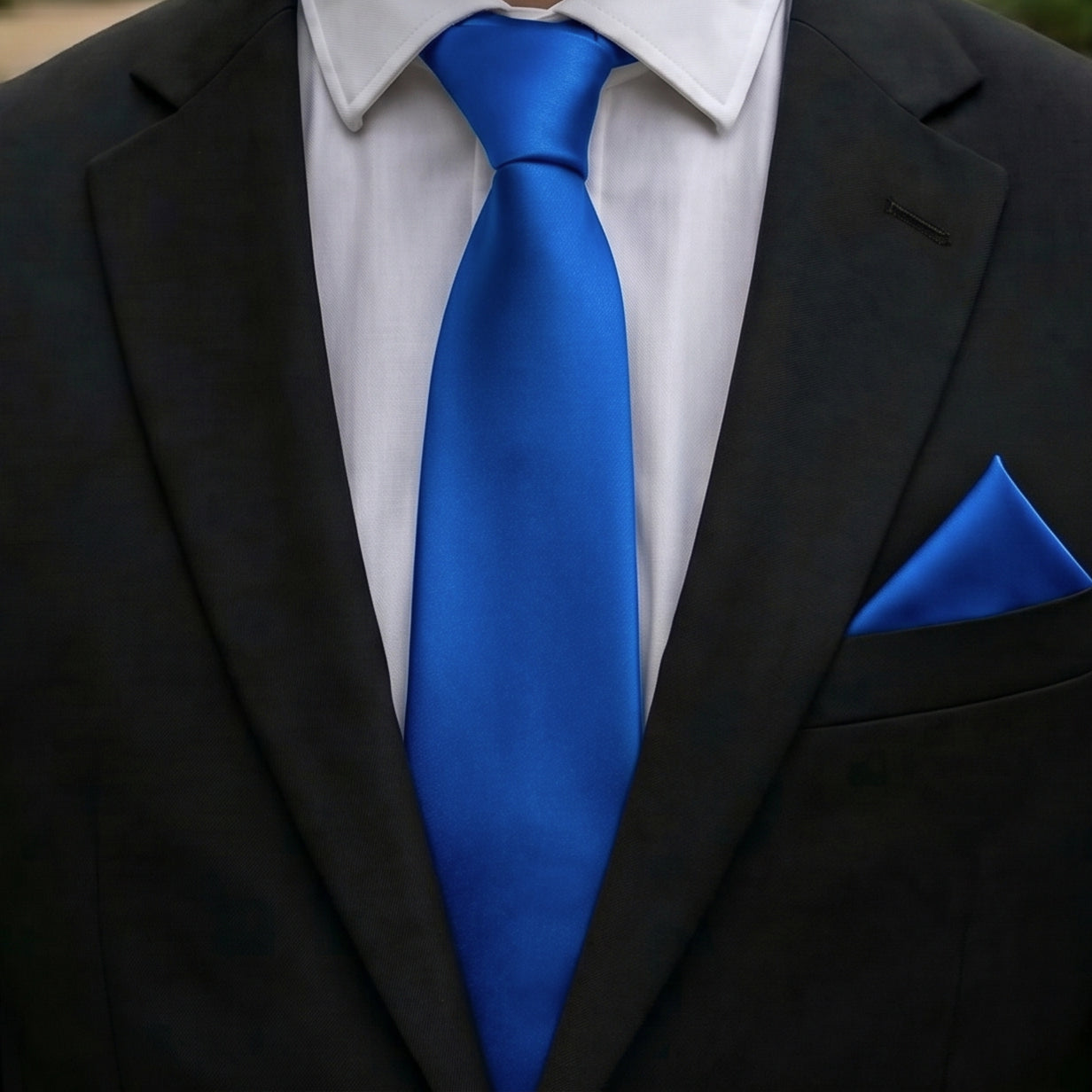 Royal Blue Tie and Pocket Square Set