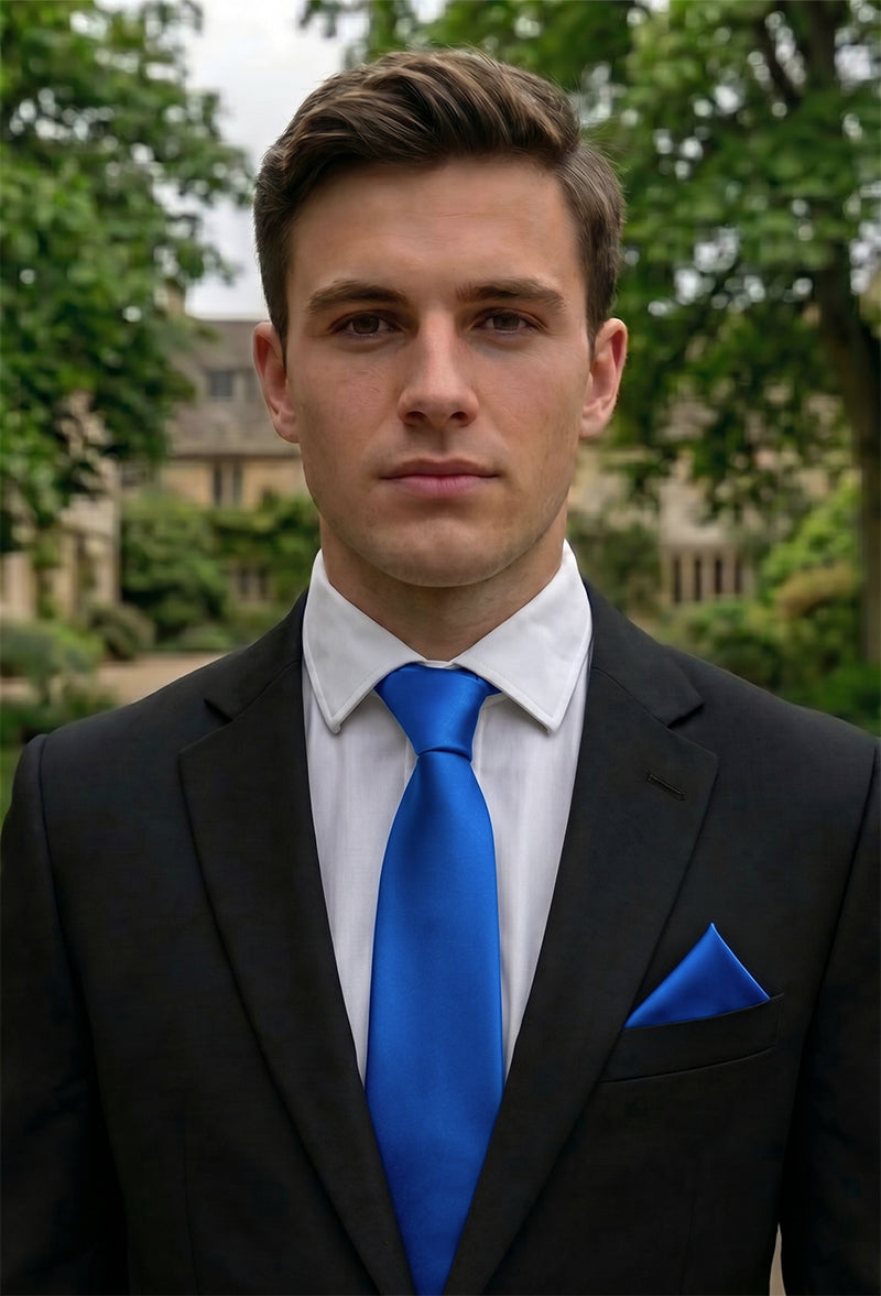 Royal Blue Tie and Pocket Square Set