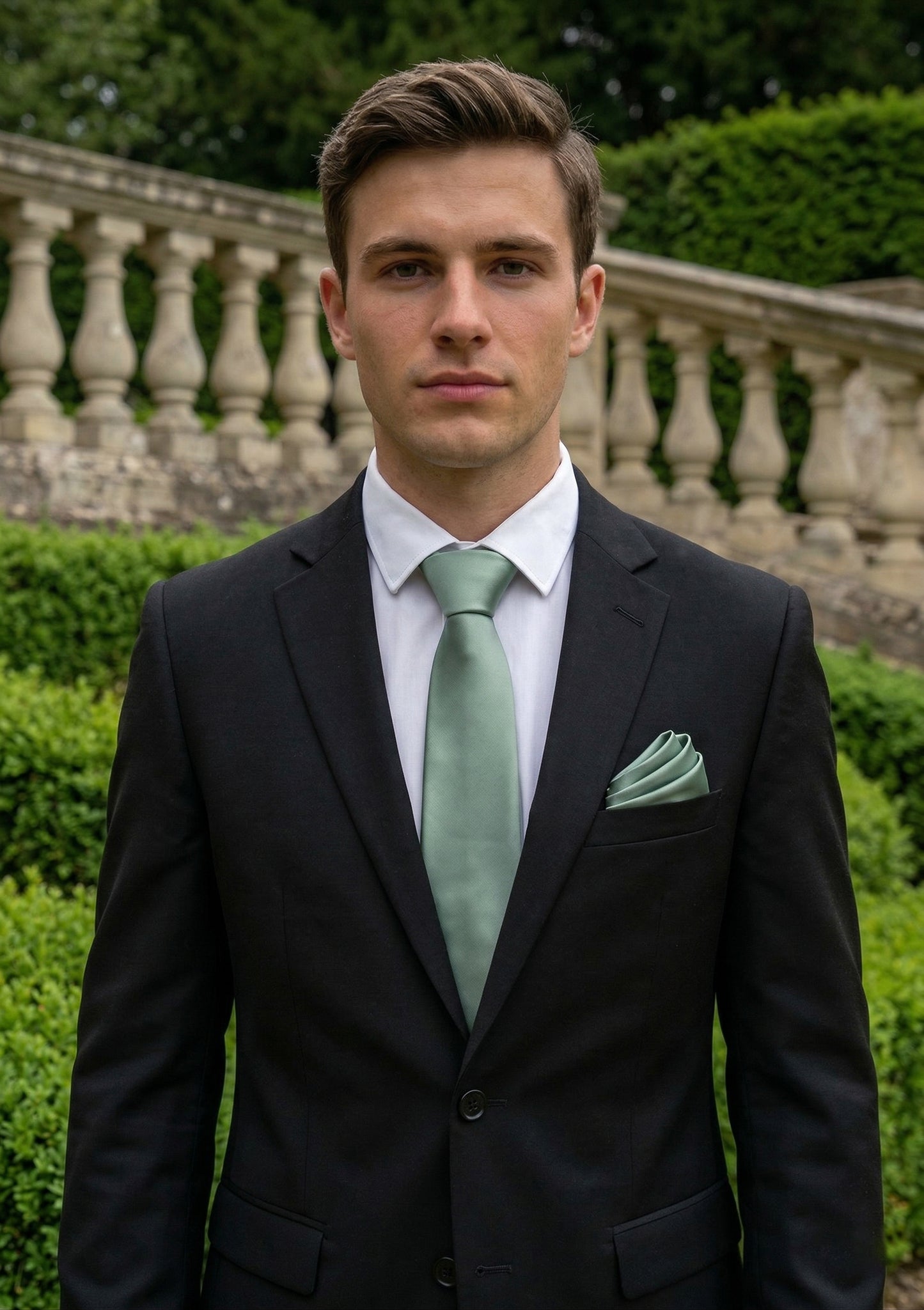 Sage Green Tie and Pocket Square Set