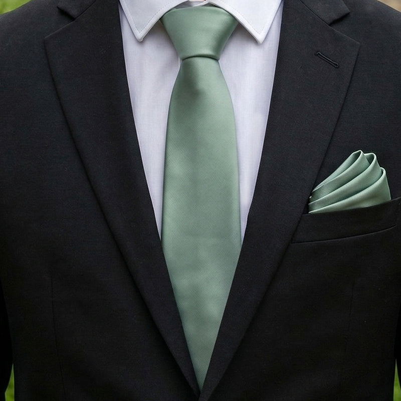 Sage Green Tie and Pocket Square Set