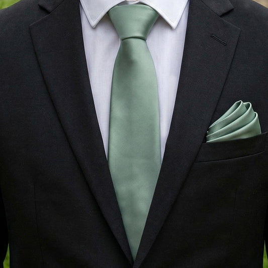 Sage Green Tie and Pocket Square Set