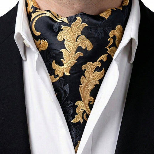 Genuine Silk Baroque Scroll Ascot Cravat
