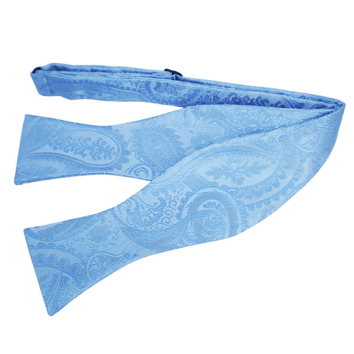 Sky Blue Paisley Self Tie Bow Tie