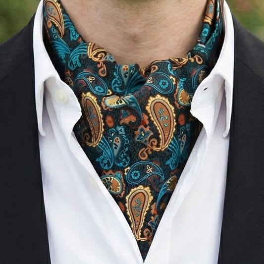 Teal & Tan Paisley Ascot Cravat