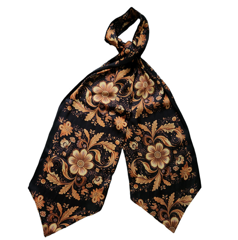 Genuine Silk William Morris Gold & Black Ascot Cravat